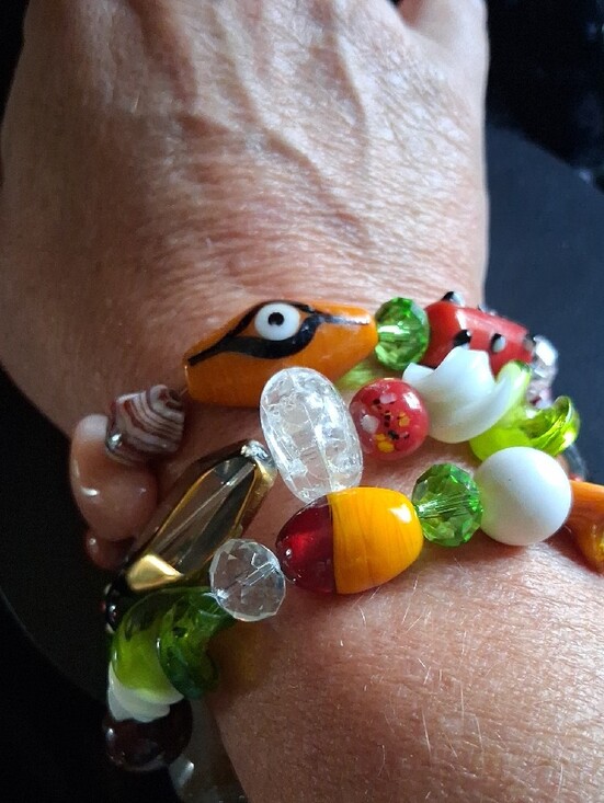 Art Glass Jewelry - Handmade Multicolor Beaded Bracelet - Vibrant Mixed Glass Beads